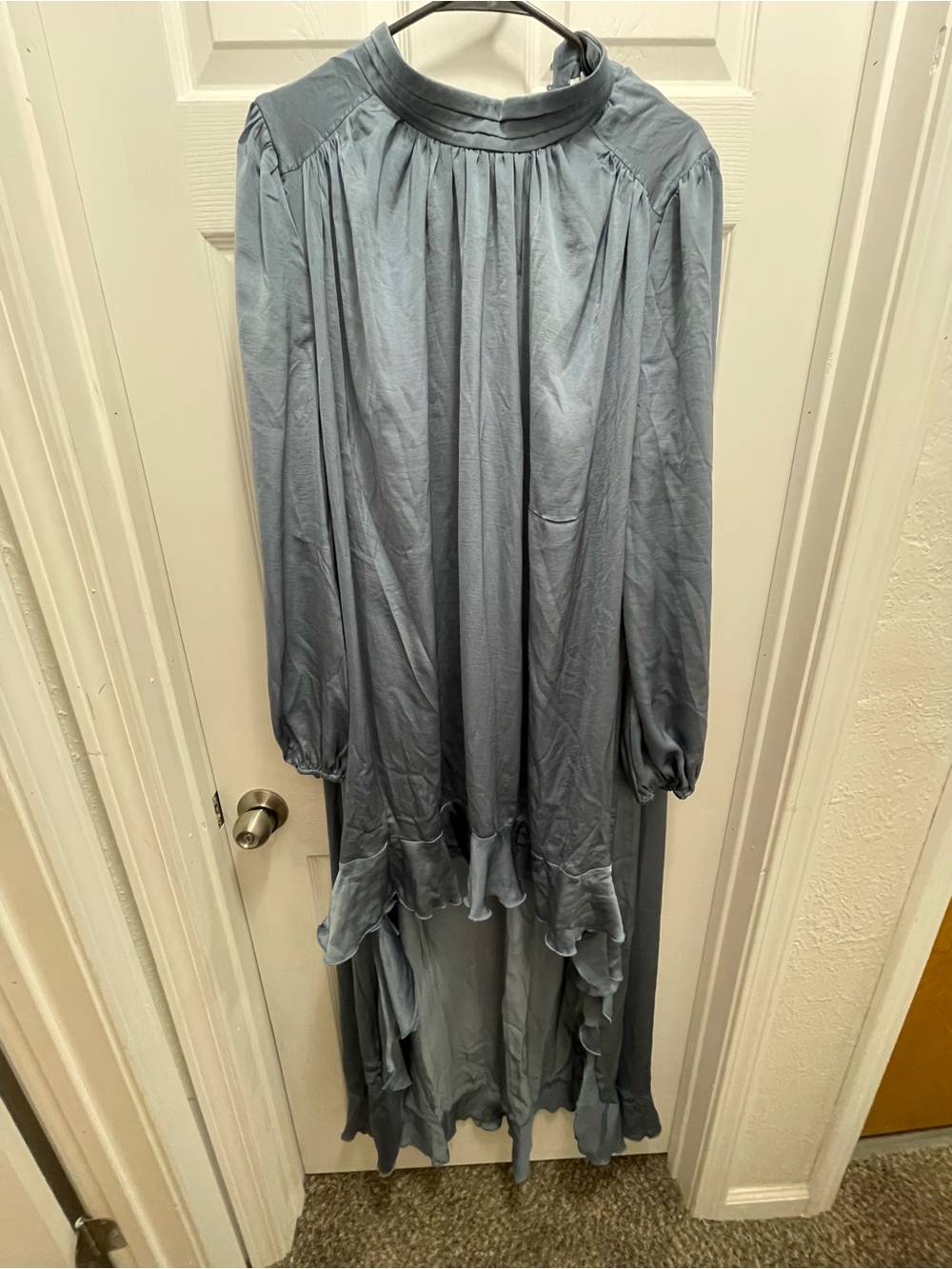 Fashion Nova Blue Long Sleeve Flowy Dress